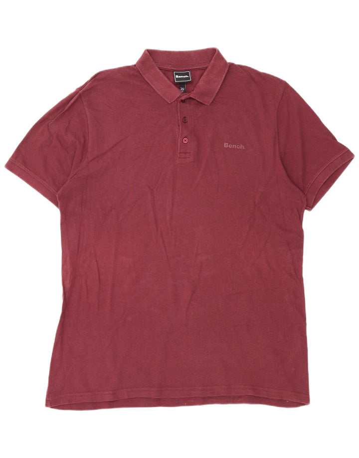 Bench Mens Polo Shirt XL Burgundy Cotton