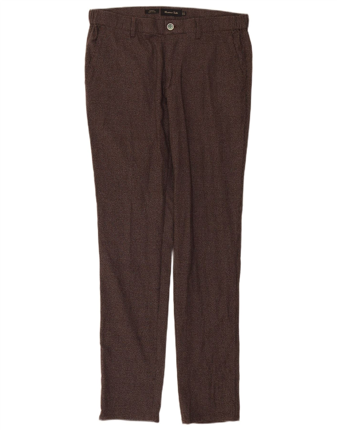 Massimo Dutti Mens Chino Trousers EU 42 Large W32 L32 Brown Houndstooth