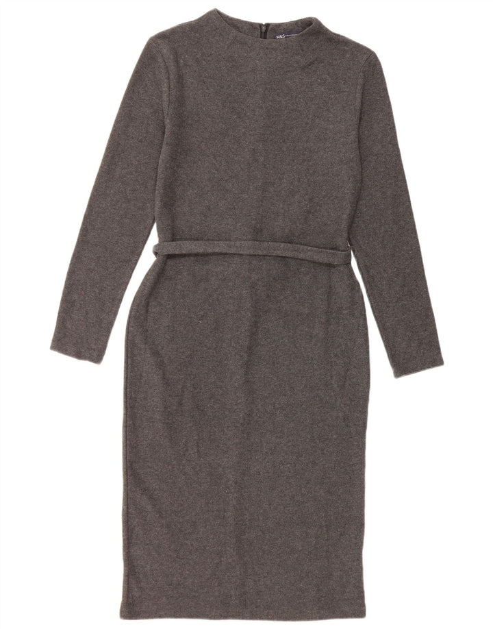 Marks & Spencer Womens Jumper Dress UK 10 Small Grey Cotton