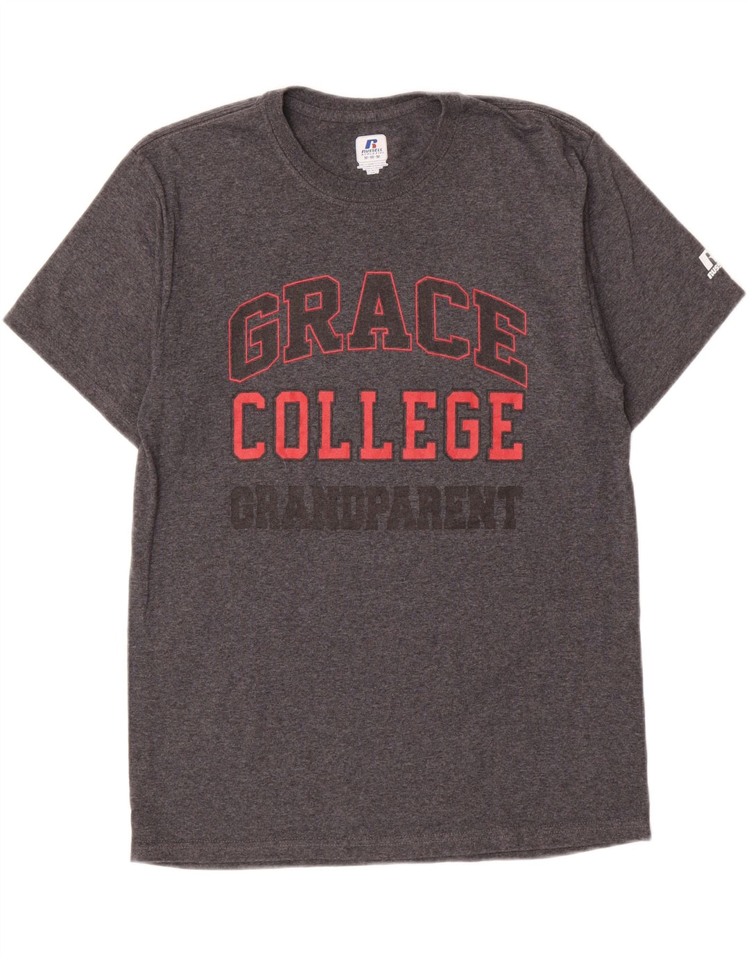 RUSSELL ATHLETIC Mens Grace College Graphic T-Shirt Top Medium Grey