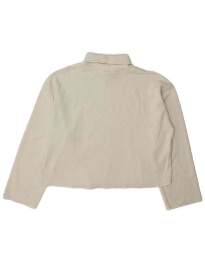 Zara Womens Crop Roll Neck Top Long Sleeve UK 14 Medium Off White