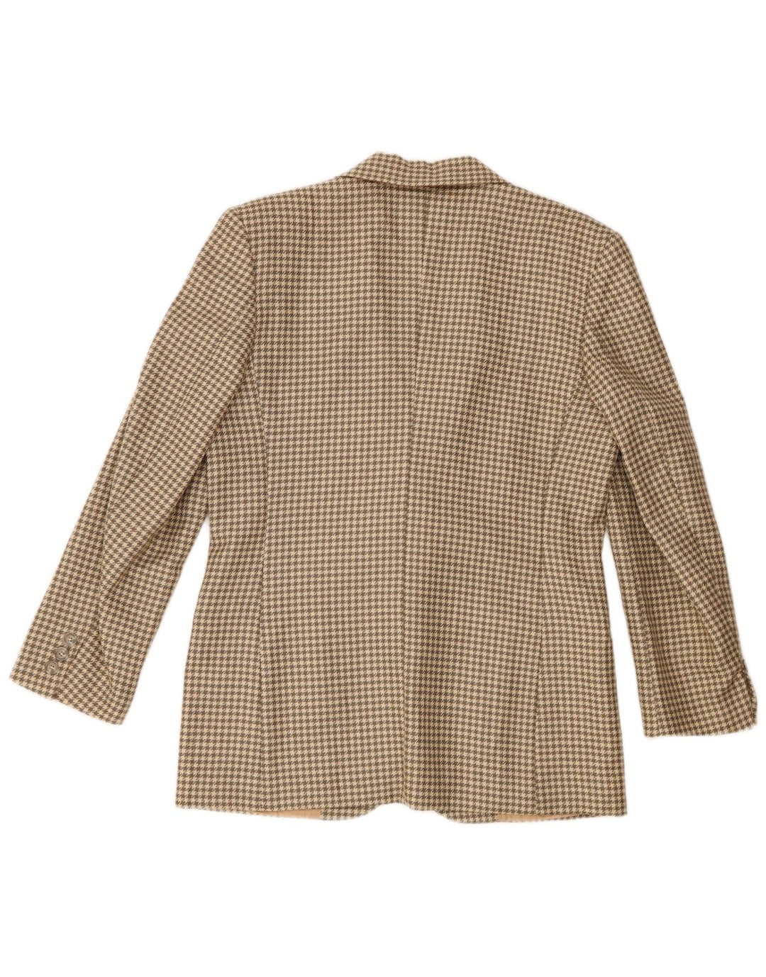 Anna Womens 2 Button Blazer Jacket IT 44 Medium Beige Houndstooth Wool