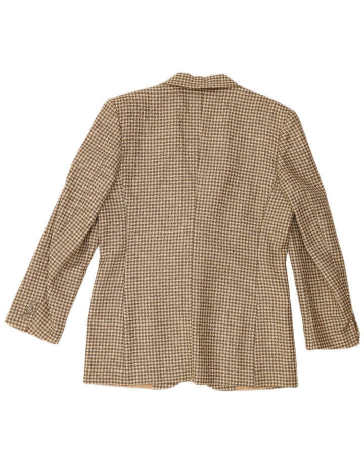 Anna Womens 2 Button Blazer Jacket IT 44 Medium Beige Houndstooth Wool