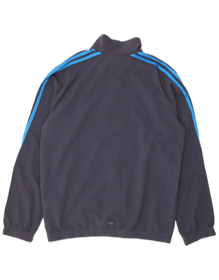 Adidas Boys Aeroready Tracksuit Top Jacket 11-12 Years Navy Blue Polyester