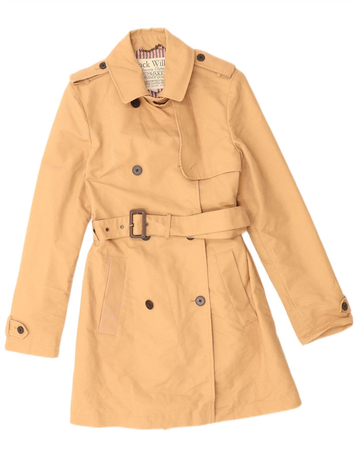 JACK WILLS Womens Trench Coat UK 10 Small Beige Cotton