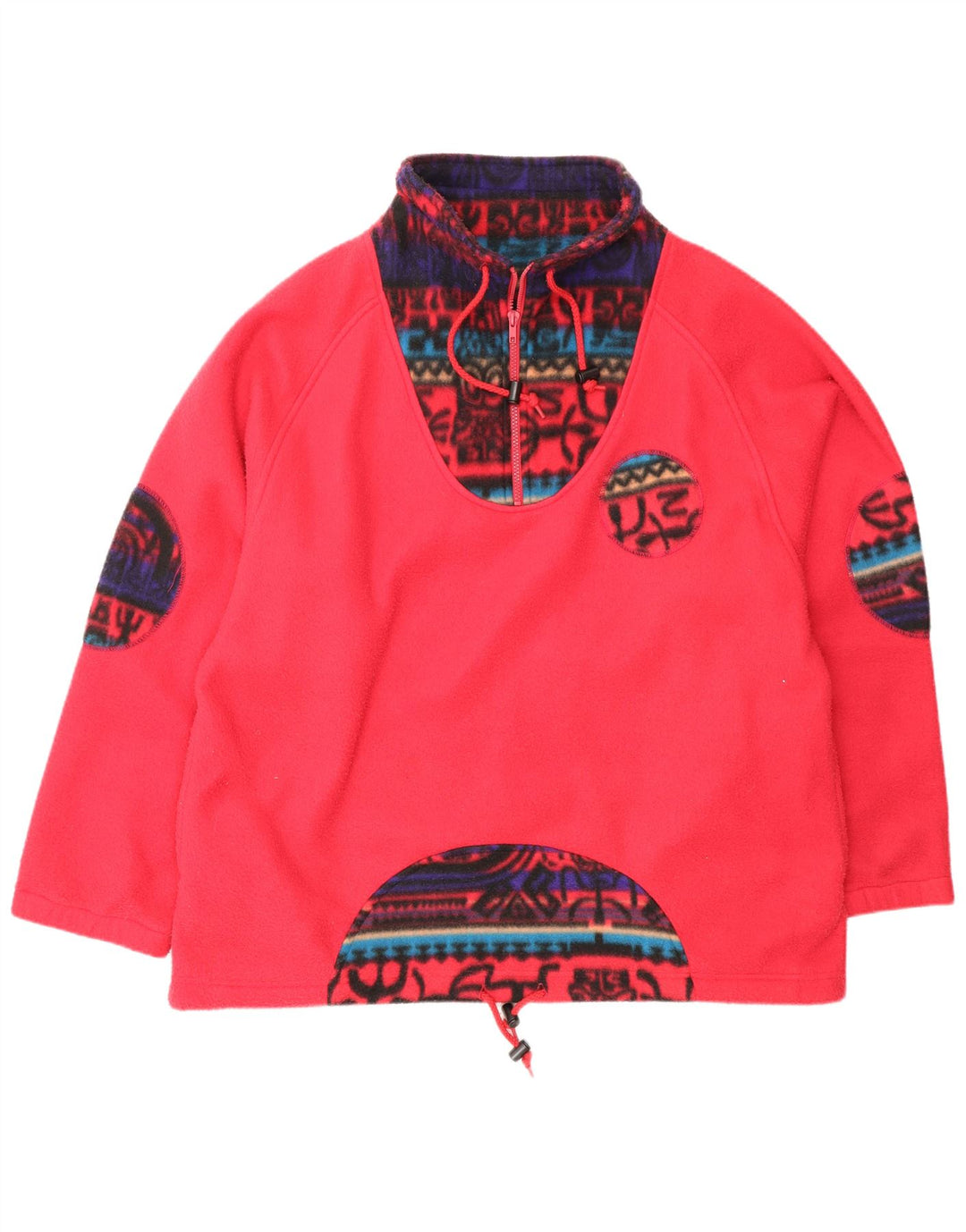 Anzoni Mens Zip Neck Fleece Jumper XL Red Geometric Polyester