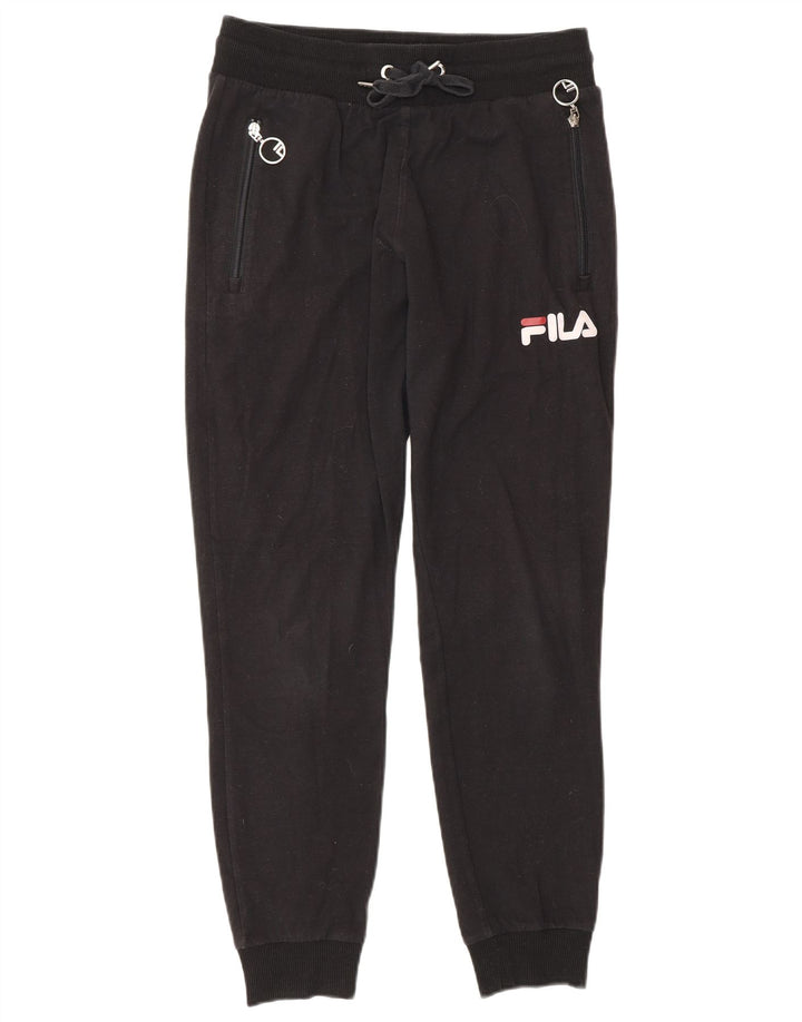 Fila Womens Graphic Tracksuit Trousers Joggers Small Black Polyester