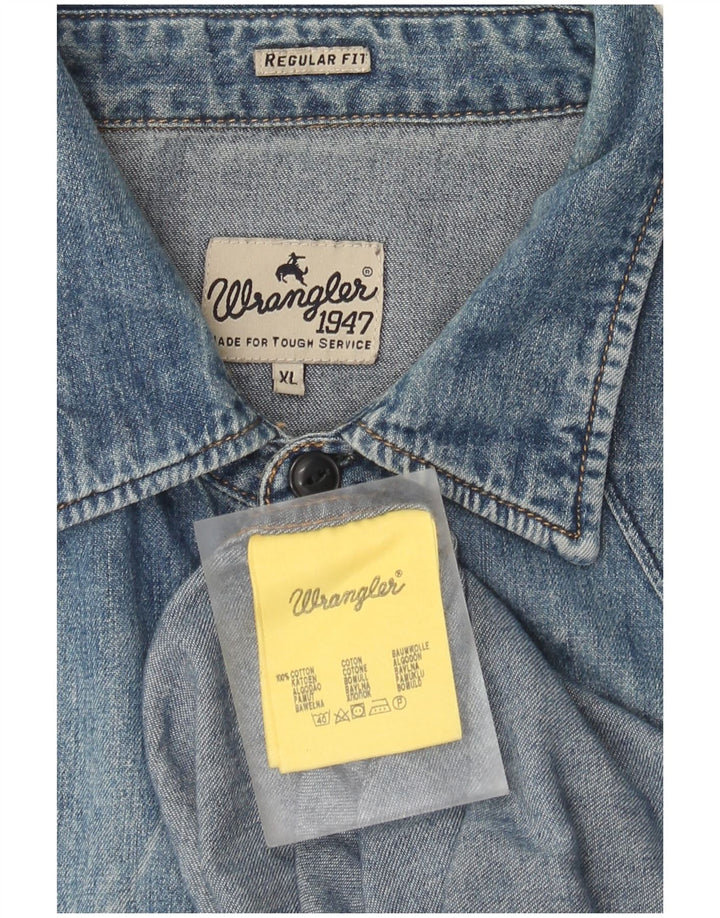 Wrangler Mens Regular Fit Denim Shirt XL Blue Cotton