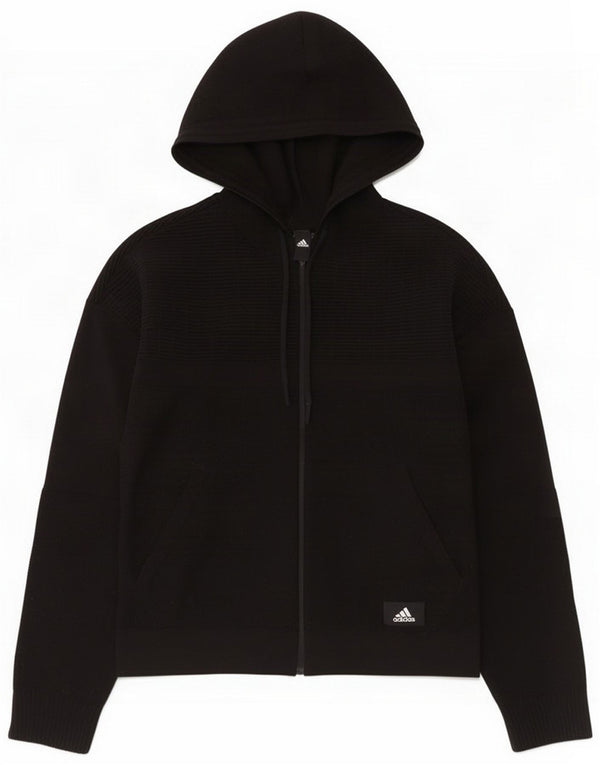 Maglione cardigan con cappuccio da donna Adidas UK 8/10 piccolo poliestere nero