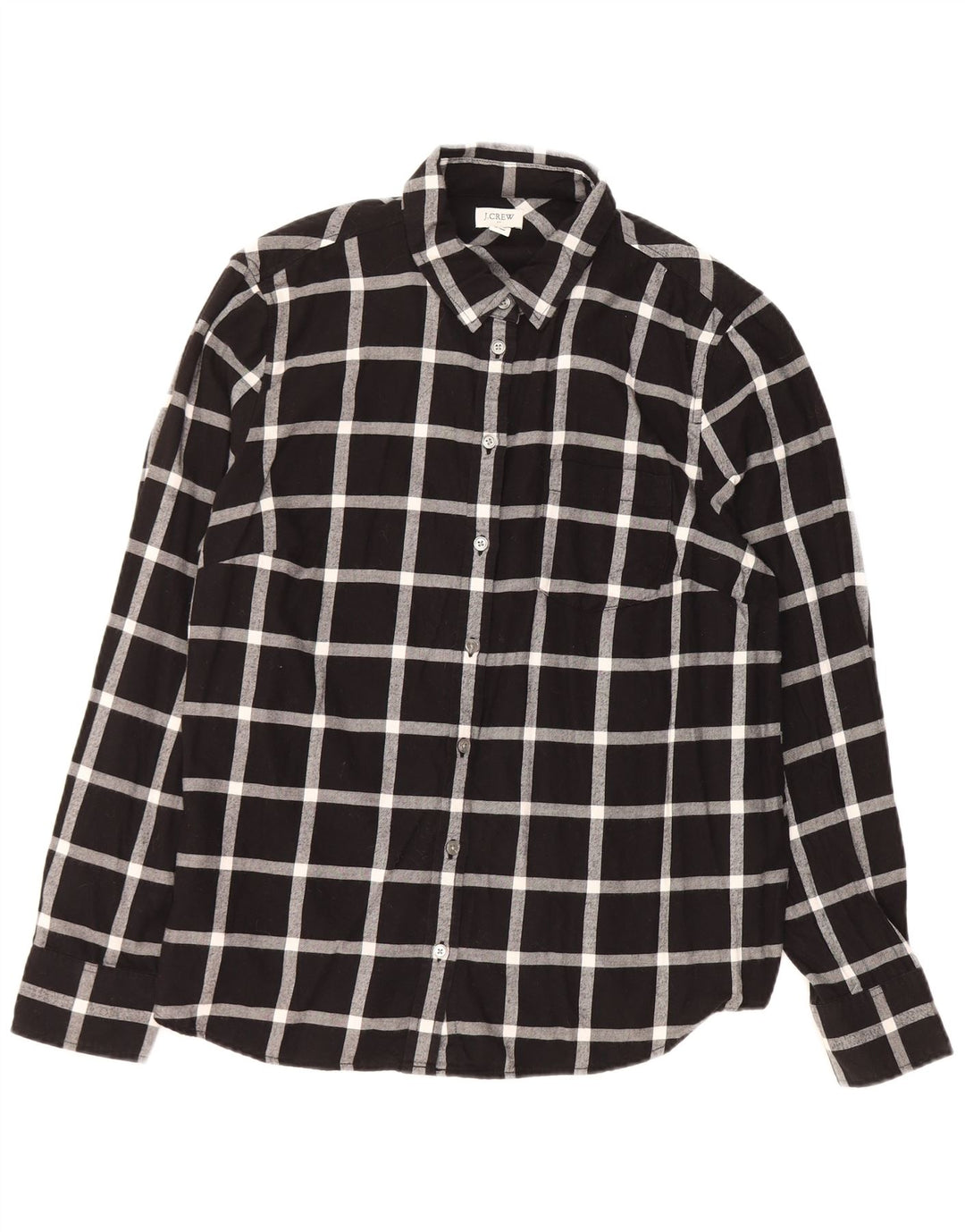 J. CREW Womens Flannel Shirt UK 16 Large Black Check Cotton