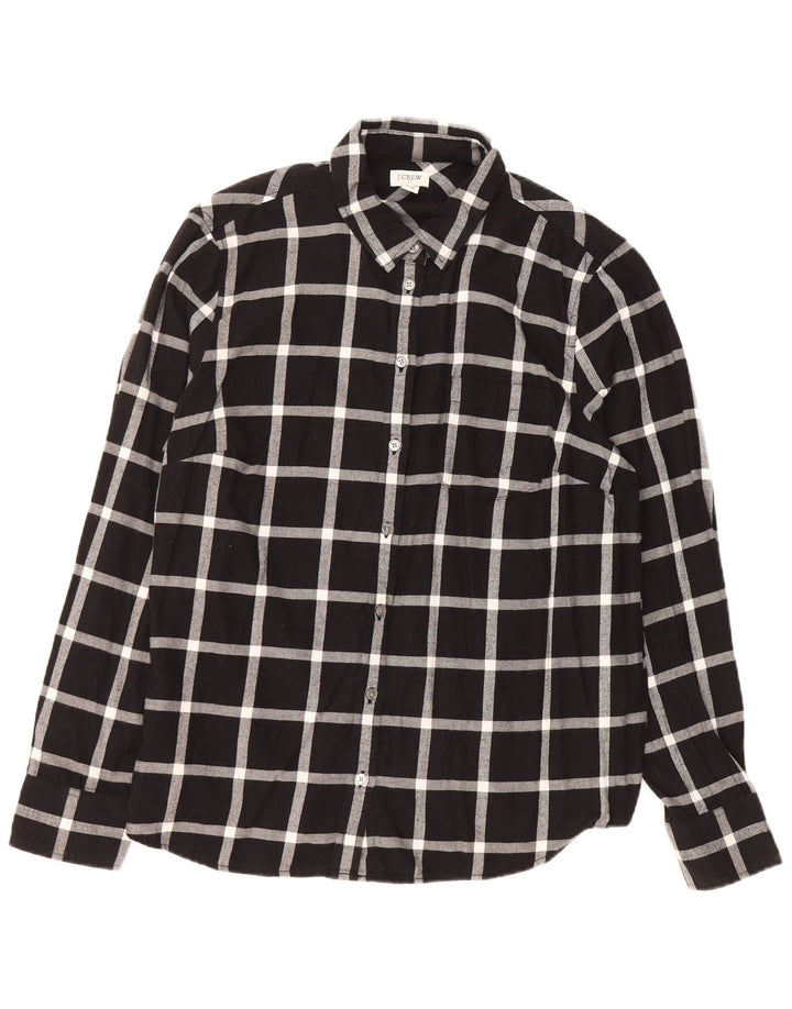 J. CREW Womens Flannel Shirt UK 16 Large Black Check Cotton