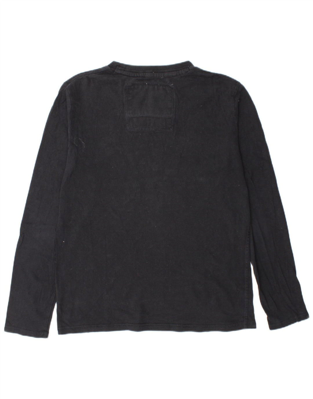 SUPERDRY Top grafico da uomo a maniche lunghe in cotone nero grande