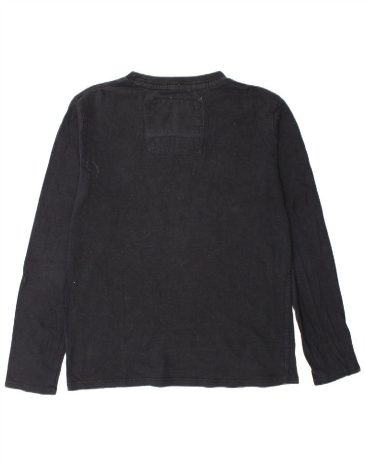 SUPERDRY Top grafico da uomo a maniche lunghe in cotone nero grande