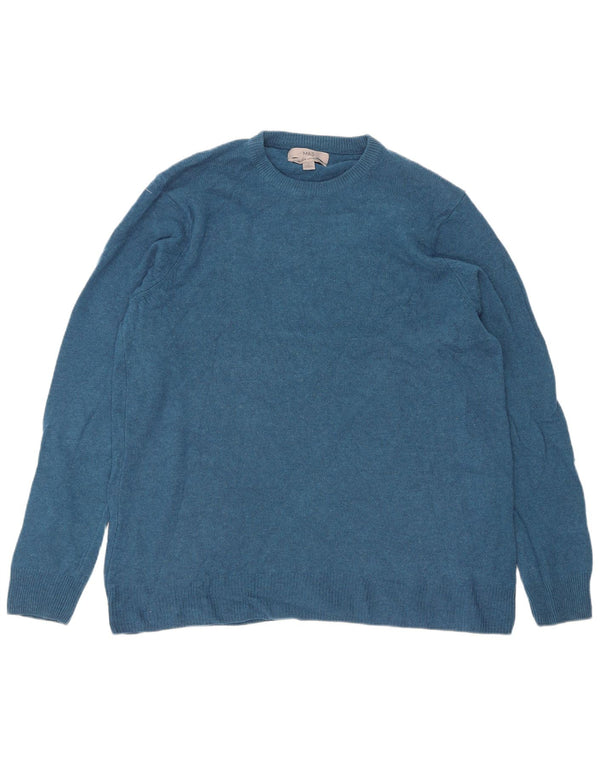 Marks & Spencer Mens Crew Neck Jumper Sweater Large Blue Lambswool