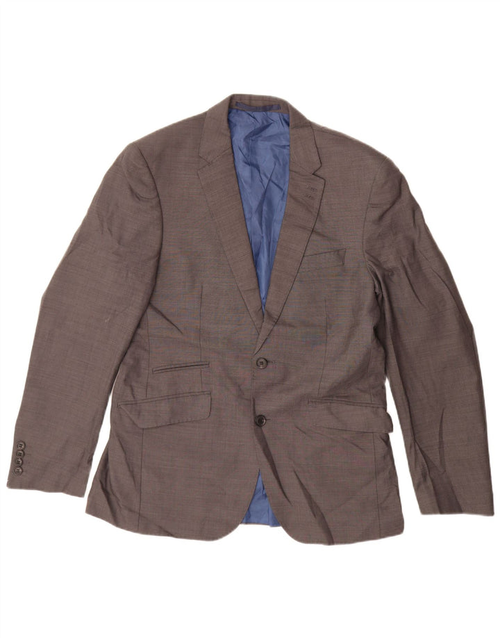 MARKS & SPENCER Giacca blazer da uomo a 2 bottoni su misura UK 38 Grigio medio