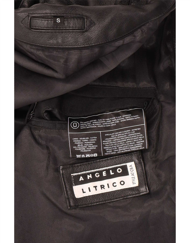Angelo Litrico Mens Leather Jacket UK 36 Small Black Leather