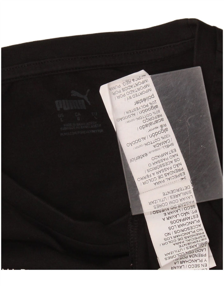 PUMA Mens Graphic T-Shirt Top Large Black Cotton