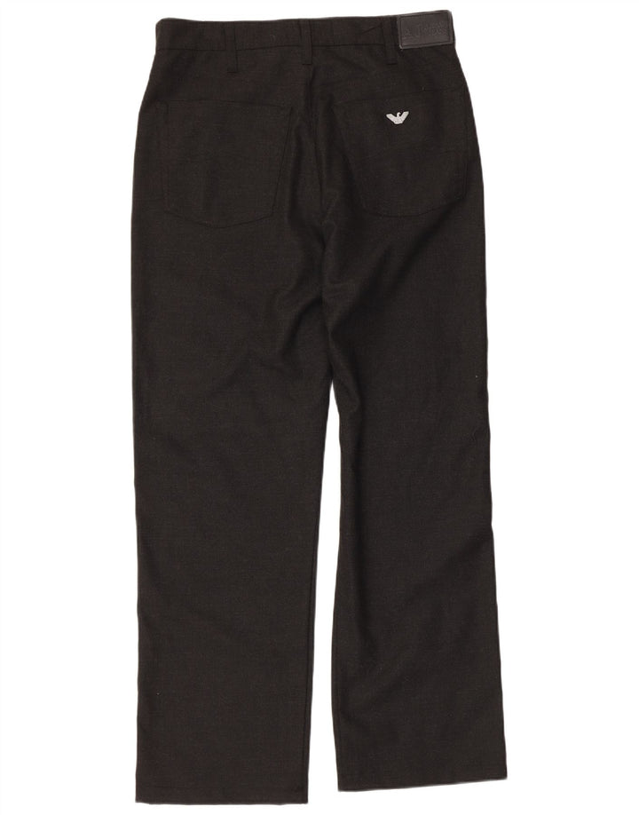 Armani Mens Straight Casual Trousers W33 L29 Black Polyester