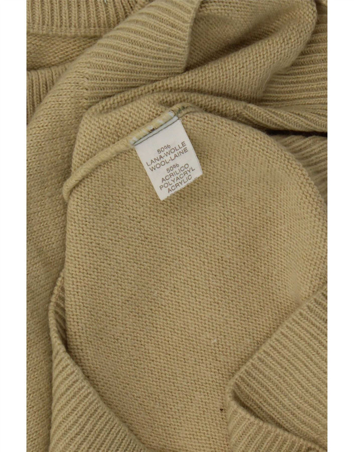 Vintage Mens Crew Neck Jumper Sweater IT 52 Large Beige Wool