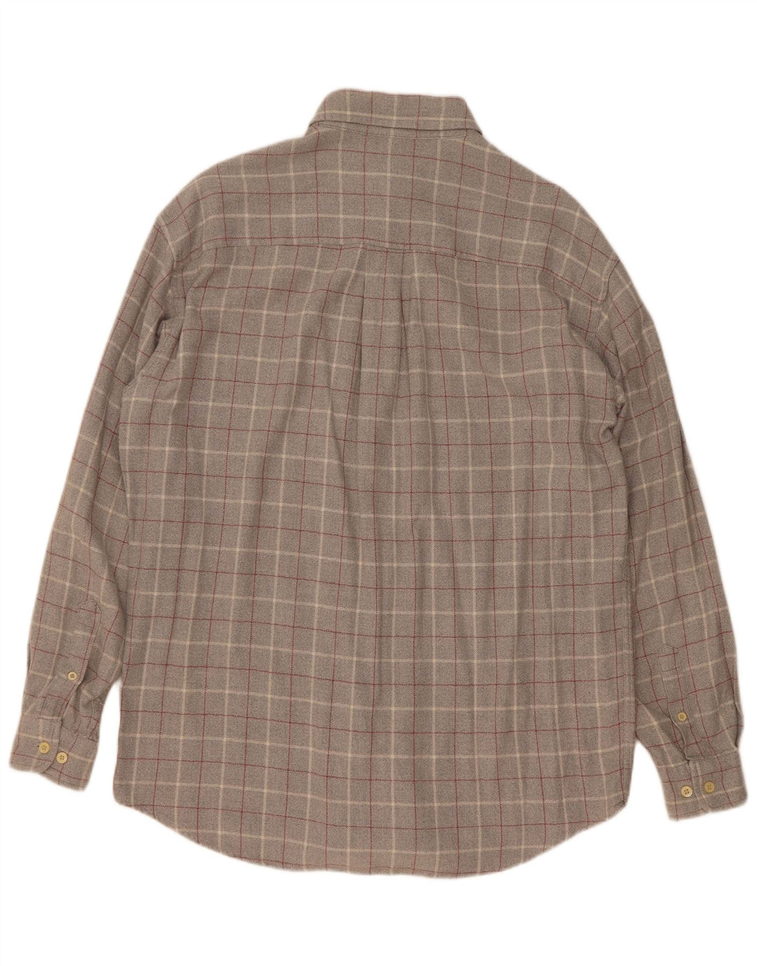 Conte of Florence Mens Flannel Shirt Medium Grey Check Cotton