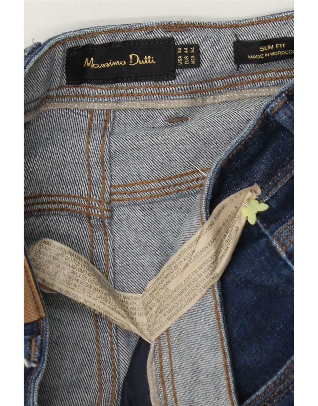 MASSIMO DUTTI Mens Slim Jeans EU 44 Large W34 L30 Blue Cotton Vintage Massimo Dutti and Second-Hand Massimo Dutti from Messina Hembry 
