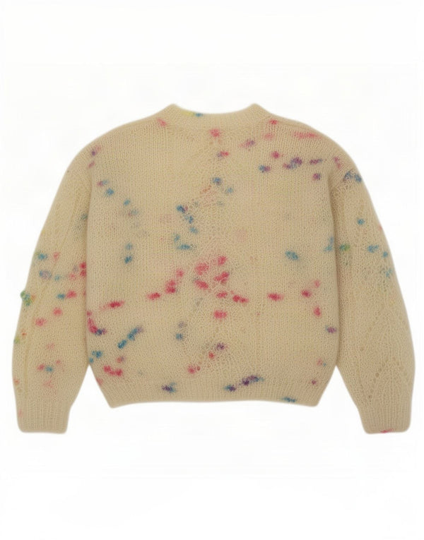 Vintage Damen Pullover mit Rundhalsausschnitt UK 14 Medium Beige Flecked