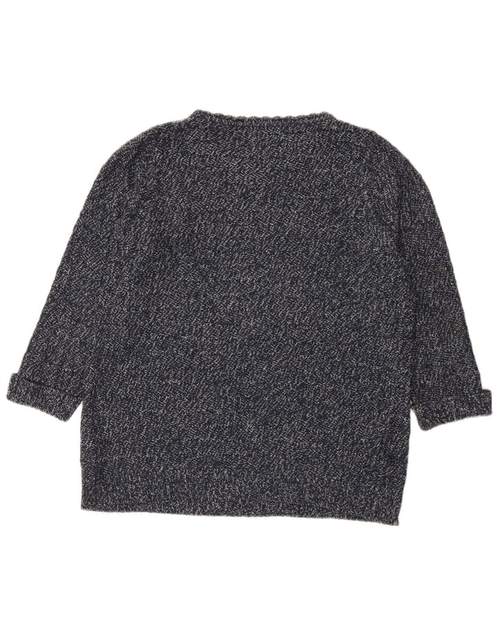 Marks & Spencer Womens Boat Neck Jumper Sweater UK 12 Medium Navy Blue