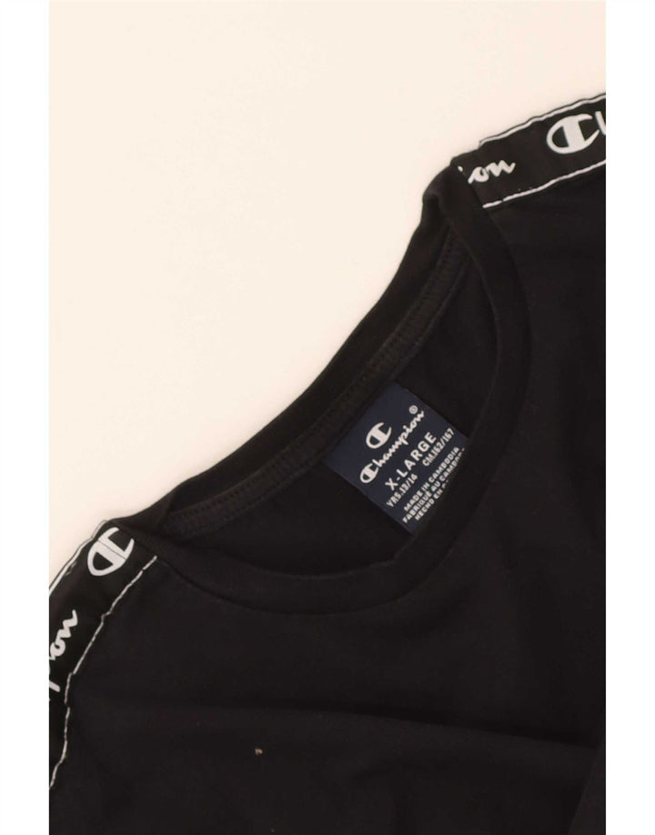 Champion Boys Graphic Top Long Sleeve 13-14 Years XL Black