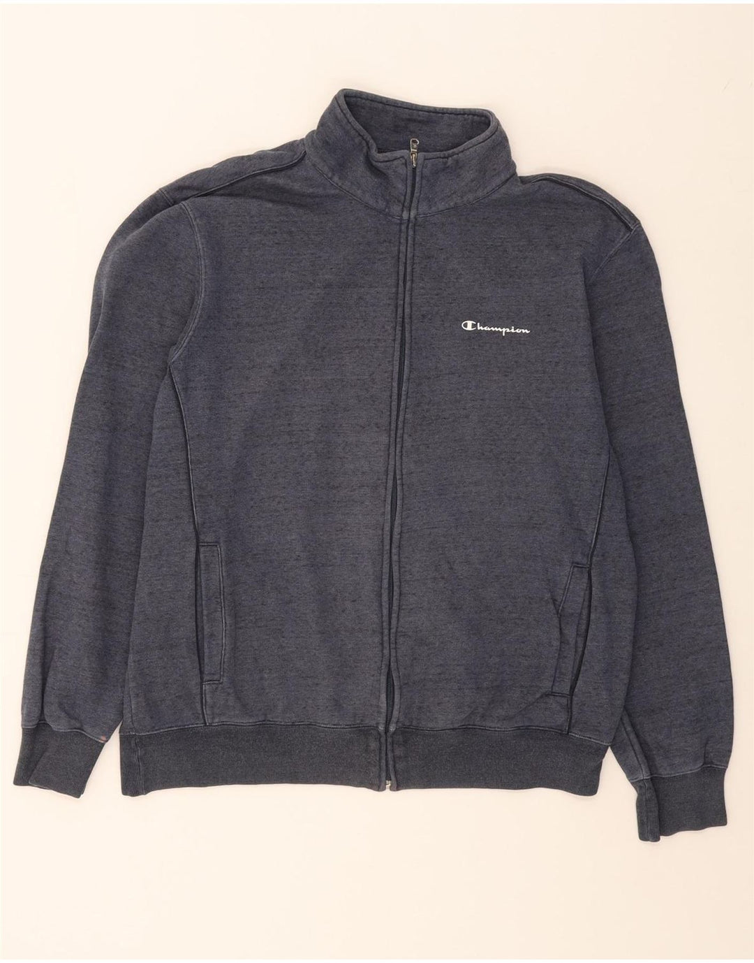CHAMPION Mens Tracksuit Top Jacket XL Navy Blue Flecked Cotton Vintage Champion and Second-Hand Champion from Messina Hembry 