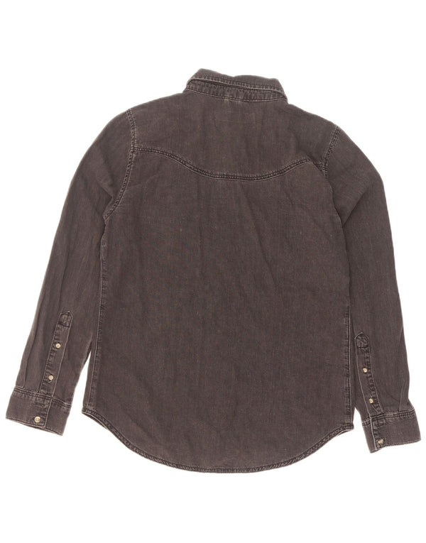 Camisa jeans feminina Topshop Reino Unido 12 algodão preto médio