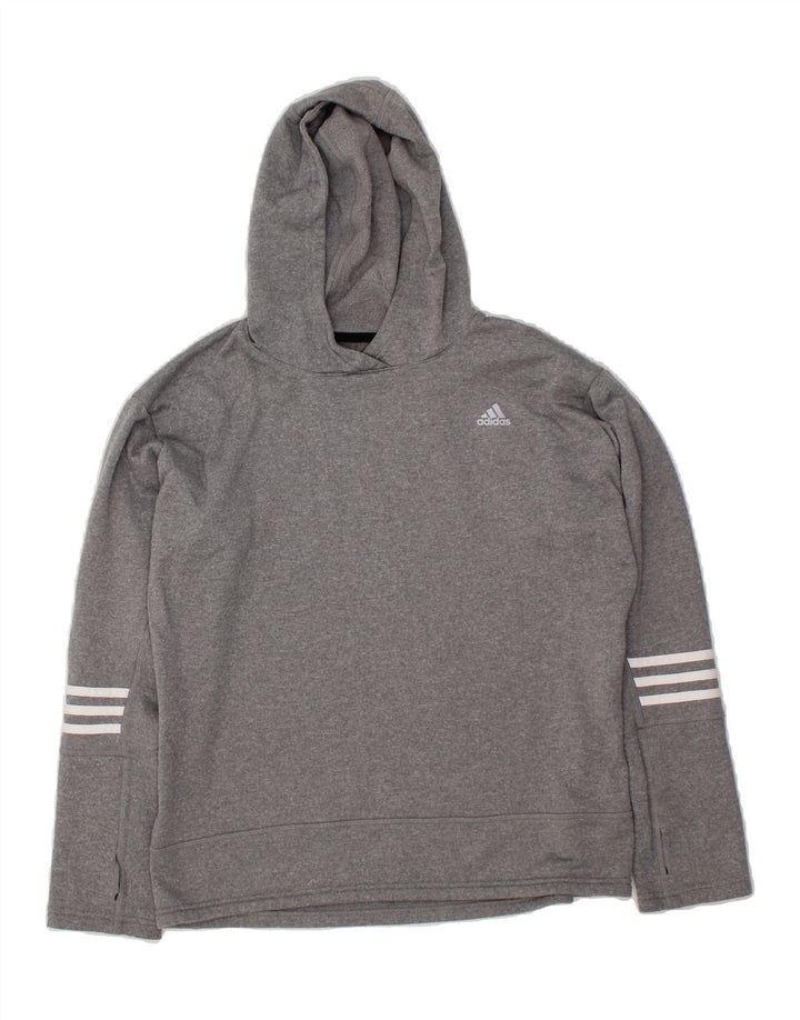 ADIDAS Womens Hoodie Jumper UK 16/18 Large Grey Polyester Vintage Adidas and Second-Hand Adidas from Messina Hembry 
