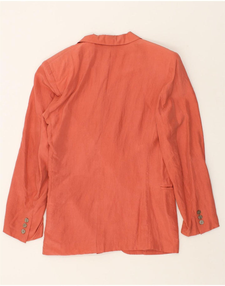 ULTIMO 21 Womens 2 Button Blazer Jacket UK 14 Medium Orange Silk Vintage Ultimo 21 and Second-Hand Ultimo 21 from Messina Hembry 