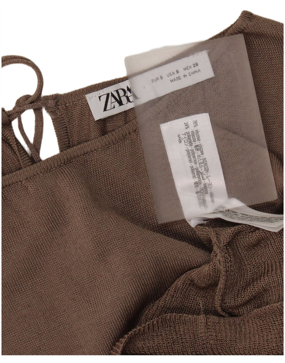 Zara Dame Oversized Langærmet Bluse Top UK 10 Small Brown Colourblock