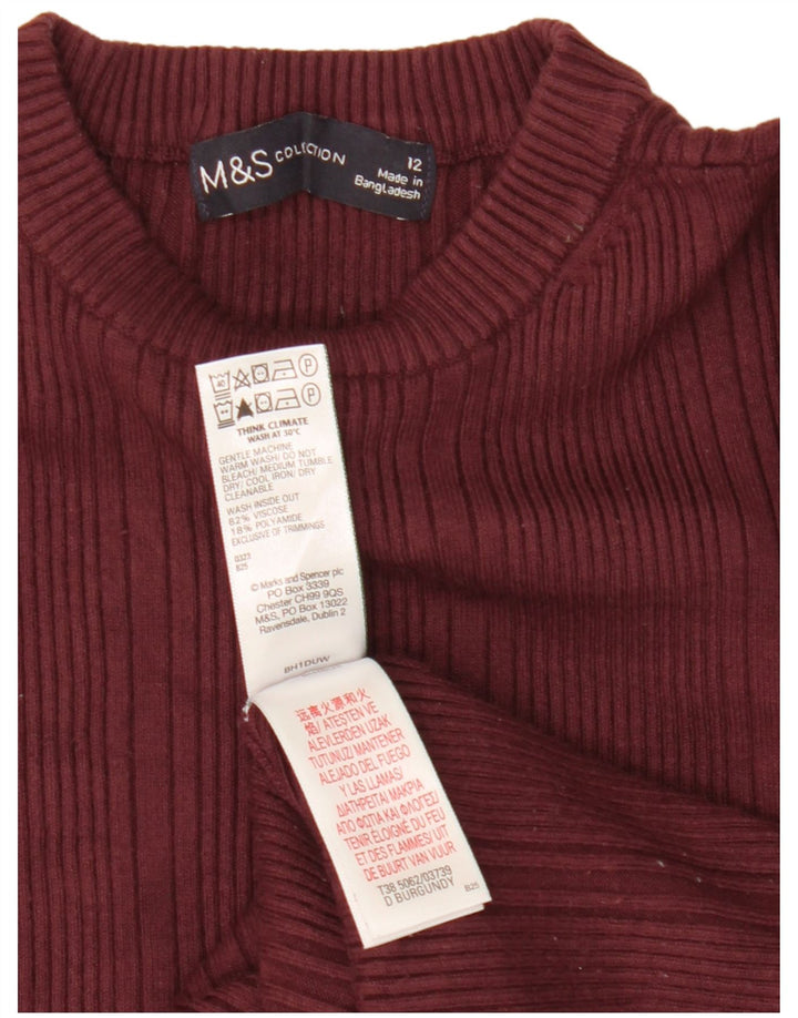 Marks & Spencer Womens Crew Neck Jumper Sweater UK 12 Medium Burgundy