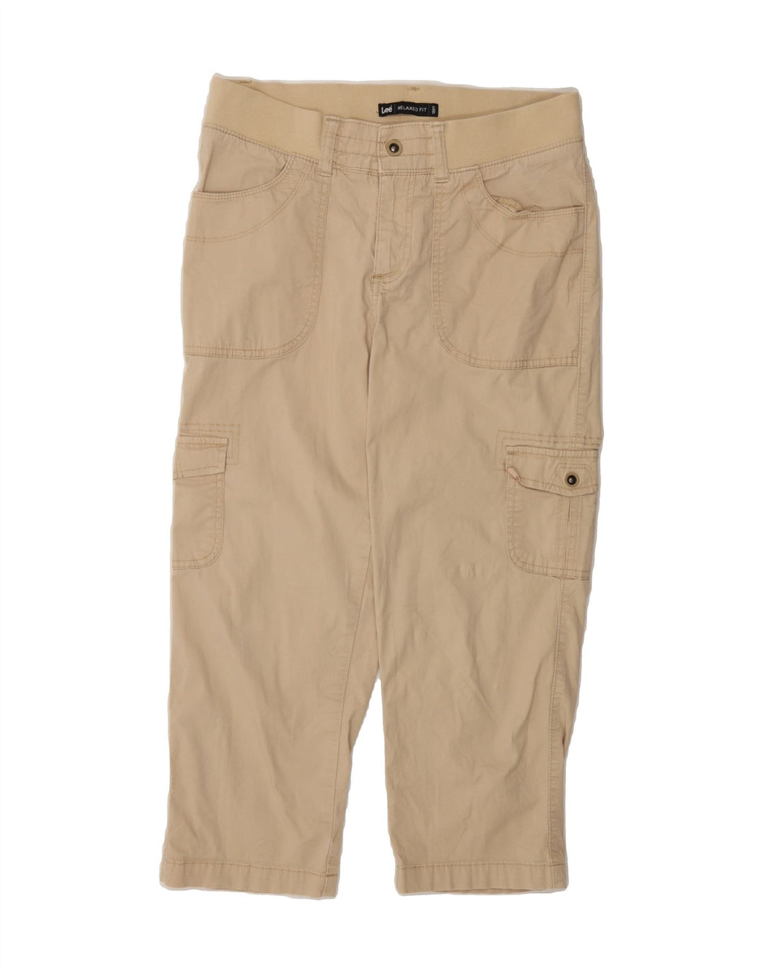 LEE Womens Relaxed Fit Capri Trousers US 8 Medium W30 L22 Beige Cotton Vintage Lee and Second-Hand Lee from Messina Hembry 