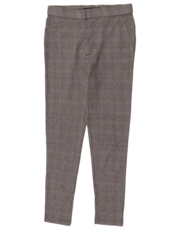 Zara Womens Slim Fit Chino Trousers Large W30 L26 Grey Plaid Viscose