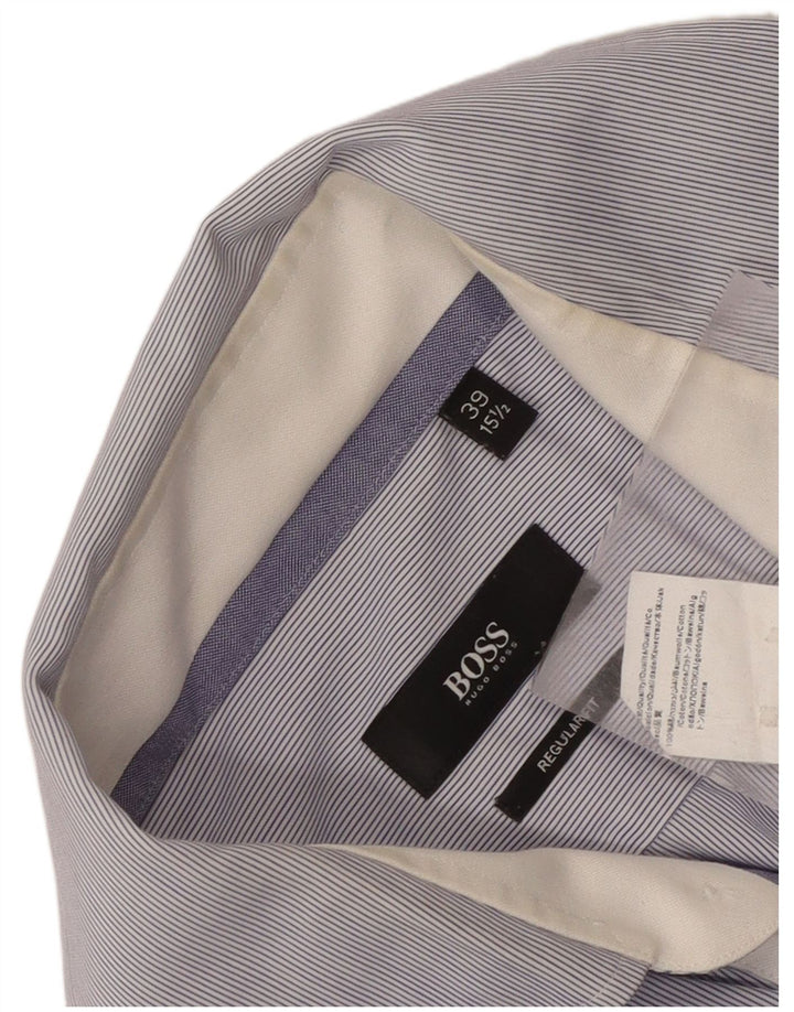 Hugo Boss Mens Regular Fit Shirt Size 39 15 1/2 Medium Blue Pinstripe
