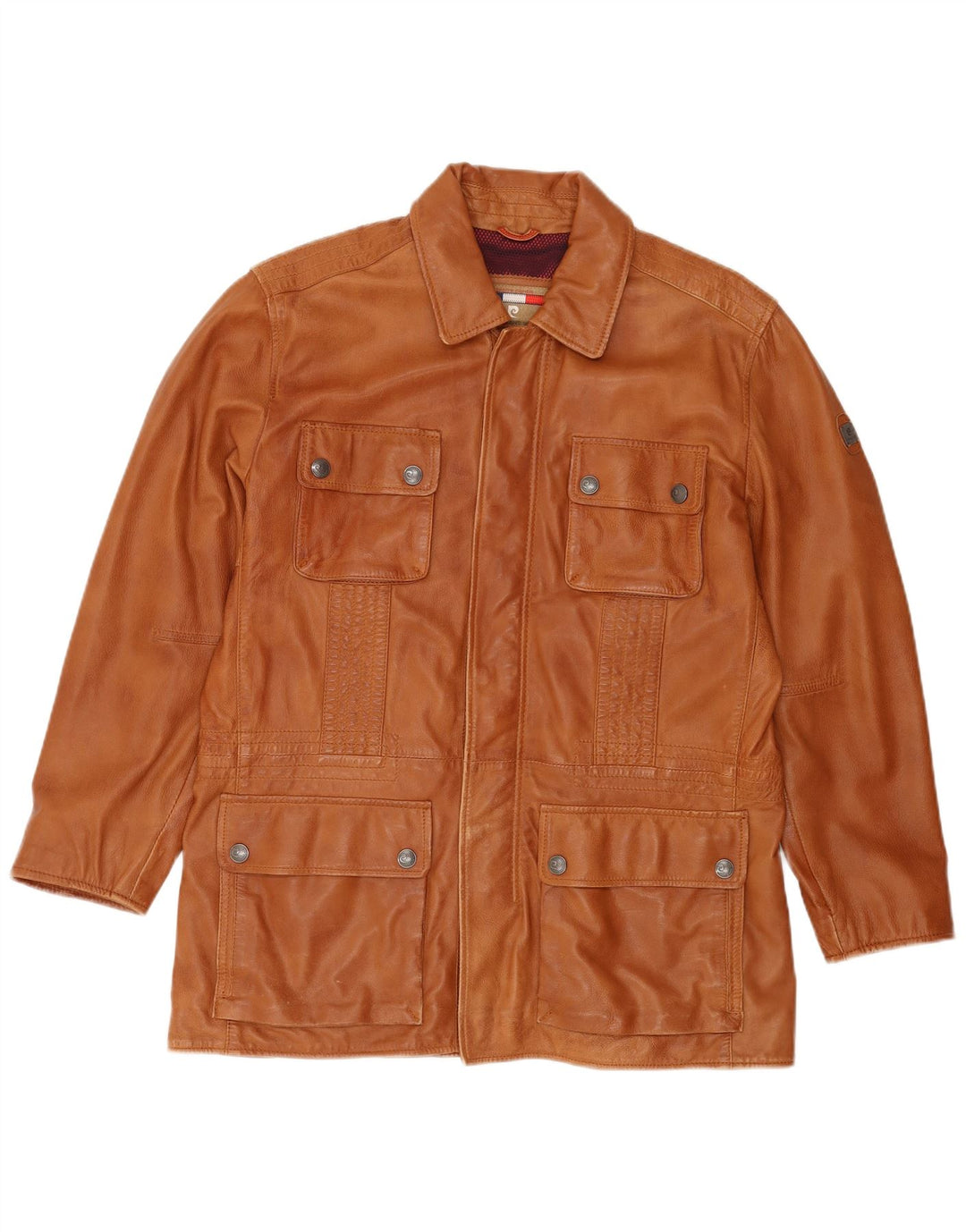 Pierre Cardin Mens Leather Jacket UK 40 Large Brown Leather