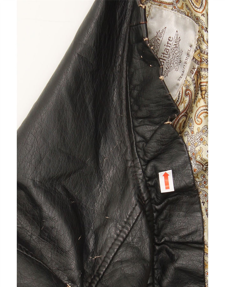 VINTAGE Womens Faux Leather Jacket UK 20 2XL Black Polyurethane Vintage Vintage and Second-Hand Vintage from Messina Hembry 