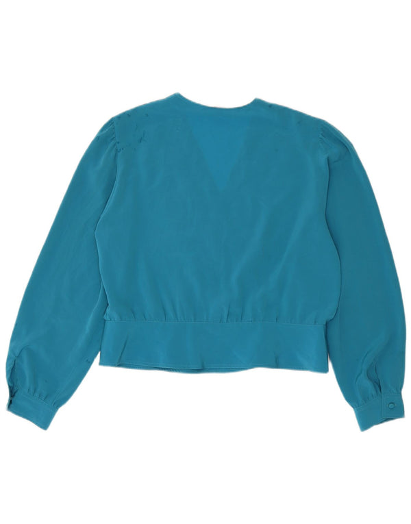 Icam Damen Crop Shirt Bluse IT 50 XL Blau Polyester