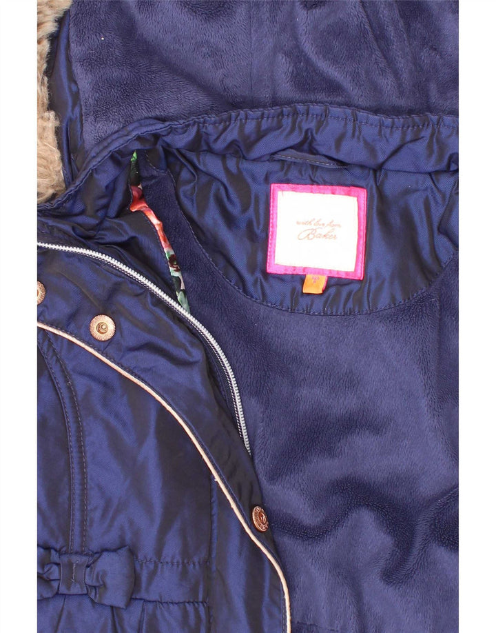 Ted Baker Girls Hooded Parka Jacket 5-6 Years Navy Blue Nylon