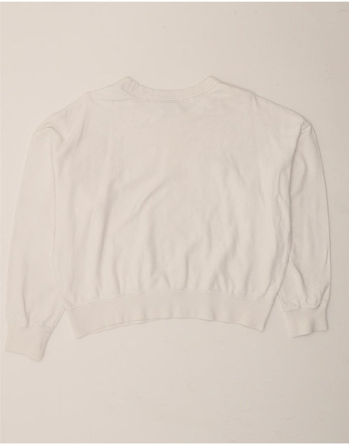 CHAMPION Womens Oversized Crop Graphic Sweatshirt Jumper UK 10 Small White Vintage Champion and Second-Hand Champion from Messina Hembry 