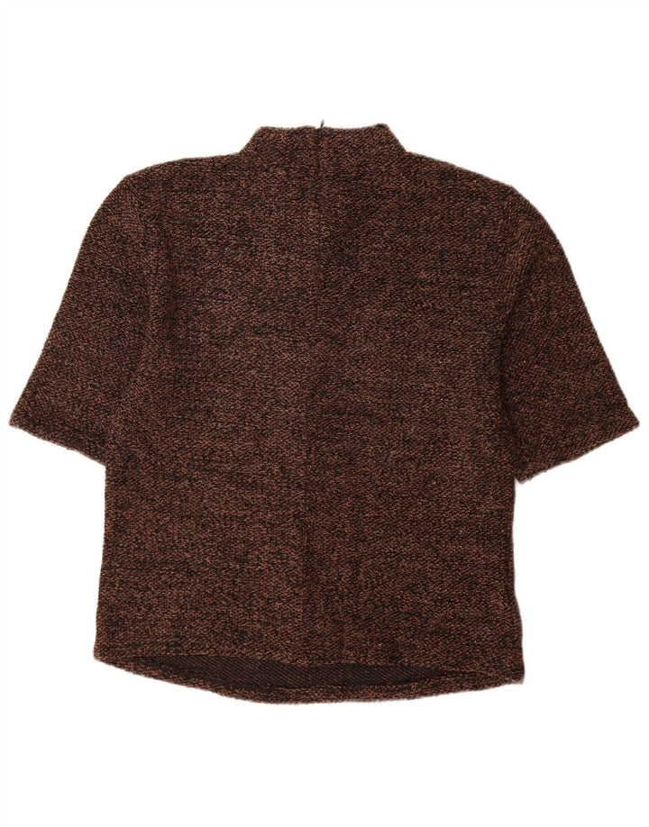 ZARA Womens Blouse Top UK 14 Large Brown Polyester