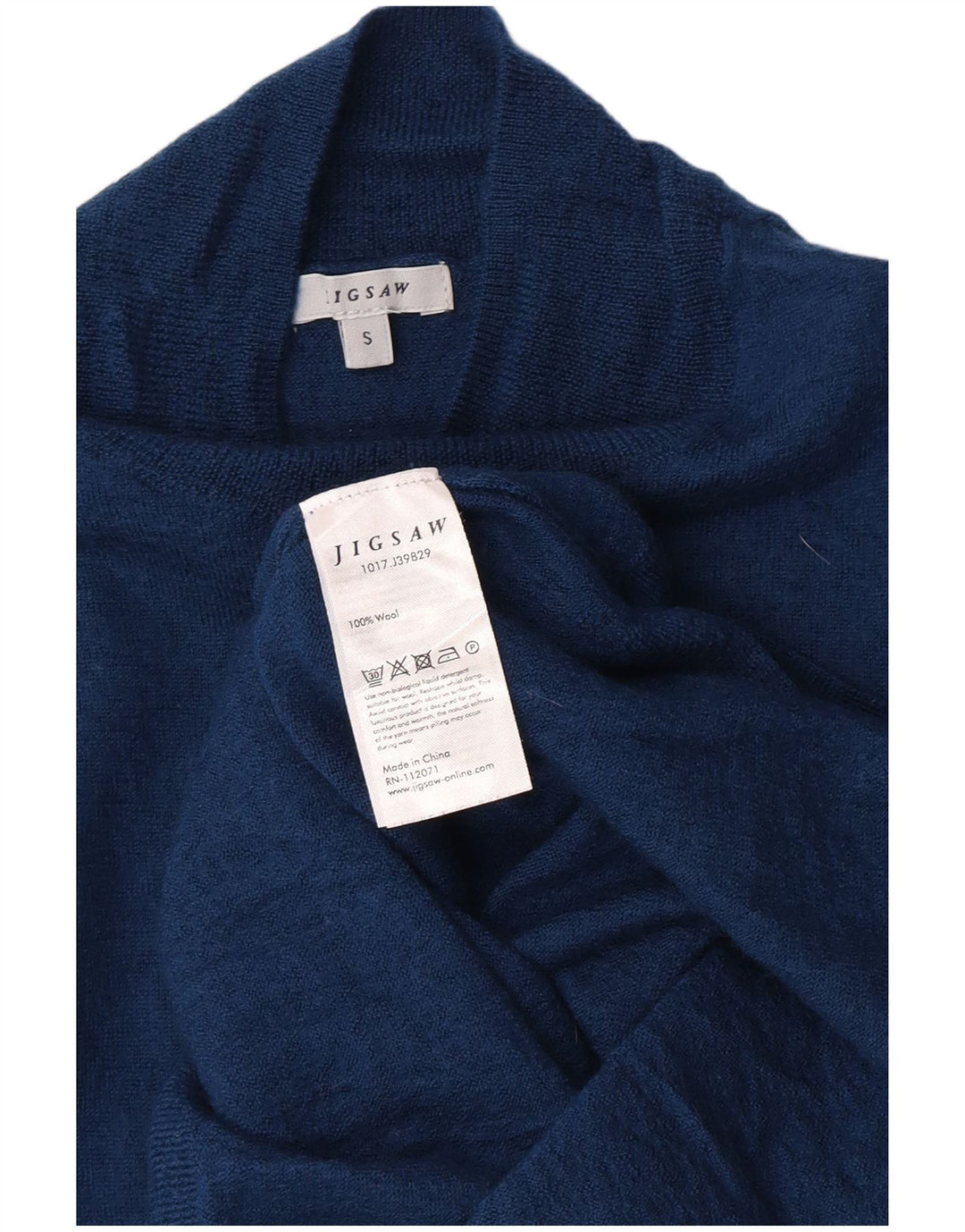 Maglione maglione da donna con collo dolcevita Jigsaw UK 8 piccolo in lana blu