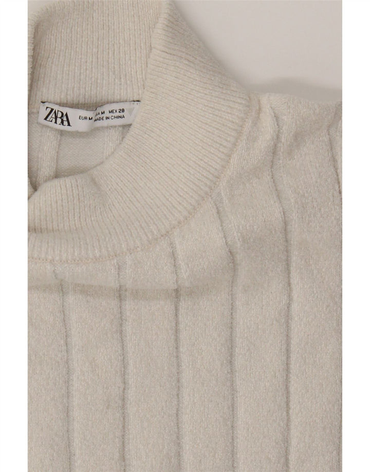ZARA Womens Short Sleeve Turtle Neck Jumper Sweater UK 12 Medium White Vintage Zara and Second-Hand Zara from Messina Hembry 