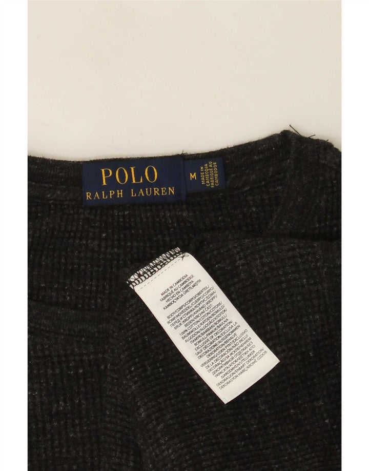 Polo Ralph Lauren Mens Top Long Sleeve Medium Grey Flecked Cotton