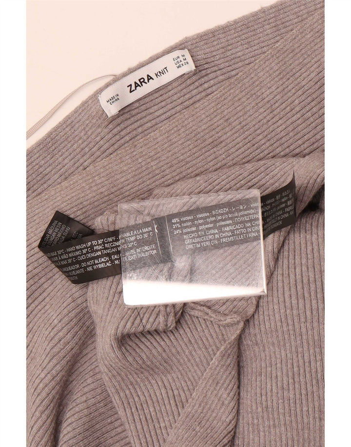 Zara Womens Batwing Boat Neck Jumper Sweater UK 12 Medium Grey Viscose