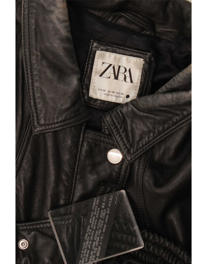 Zara Γυναικείο Δερμάτινο Μπουφάν UK 14 Μεσαίο Μαύρο