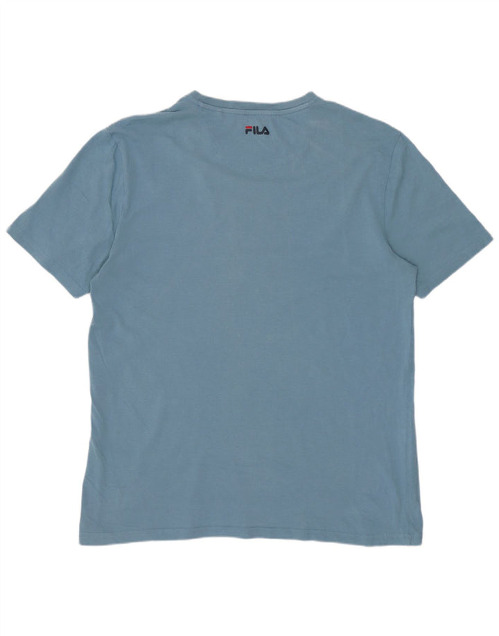 FILA Mens Graphic T-Shirt Top Large Blue Cotton