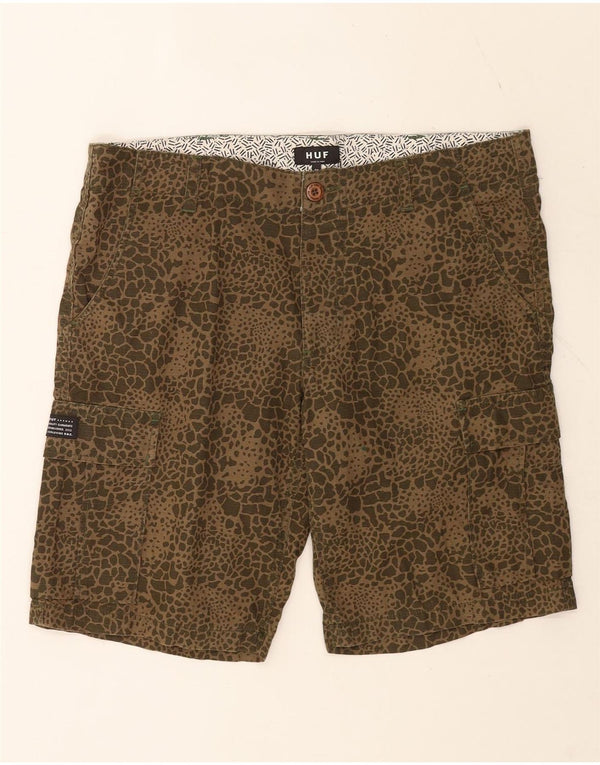 Ft Mens Cargo Shorts W34 Nagy Khaki Animal Print Pamut